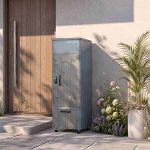 BIRCHTREE Metal Parcel Delivery Box Lockable Viewing Window Outdoor Grey