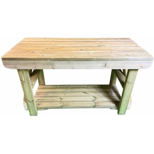 Heavy Duty Wooden Workbench - Double Shelf / 5ft / 48cm Deep