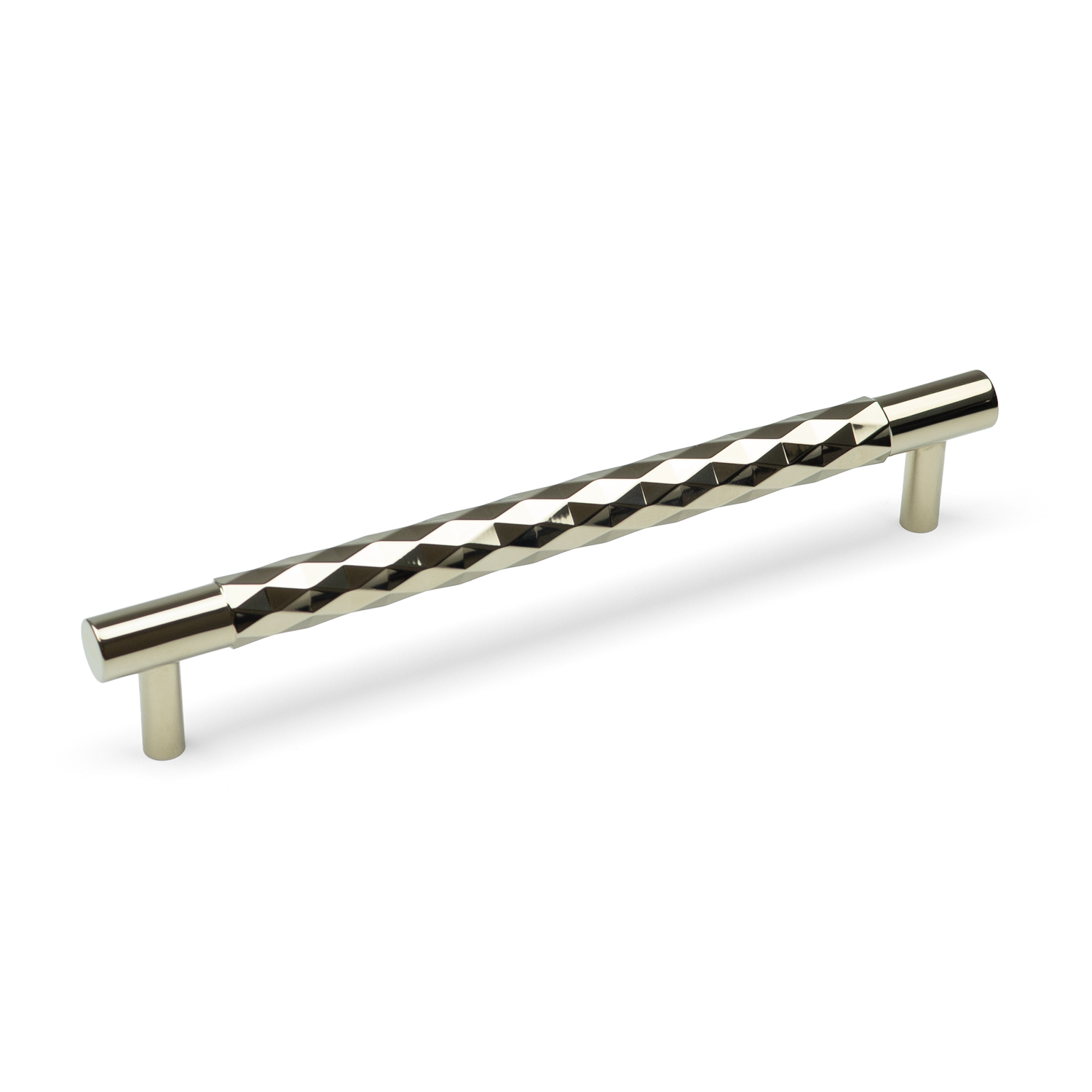 Handle & Home Silver Polished Nickel Solid Brass Diamond Knurled Handle & Coordinating Knob - 160Mm Handle - Image 2