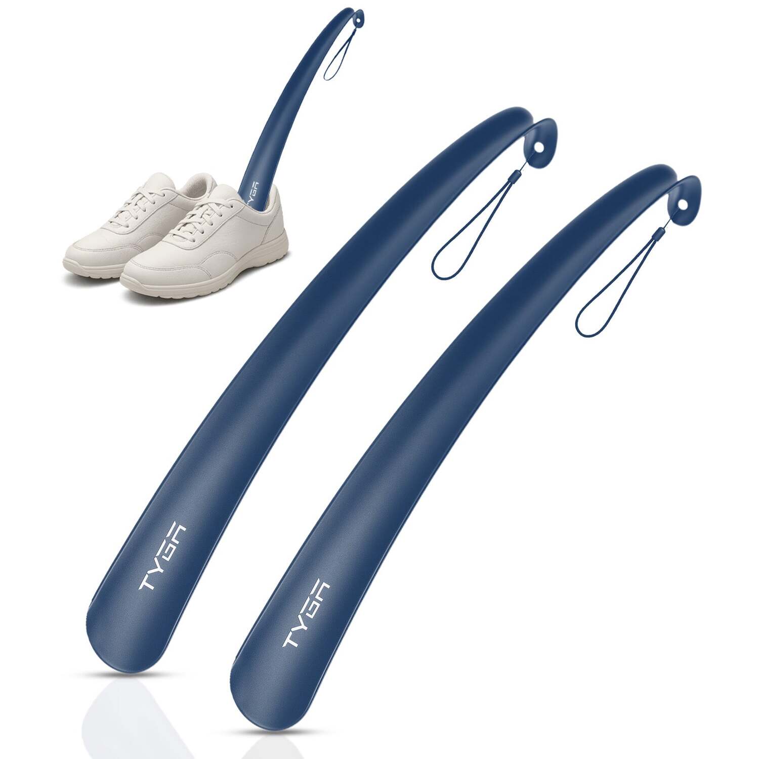 Tyga Pack Of 2 Long Handled Plastic Shoe Horn - Blue