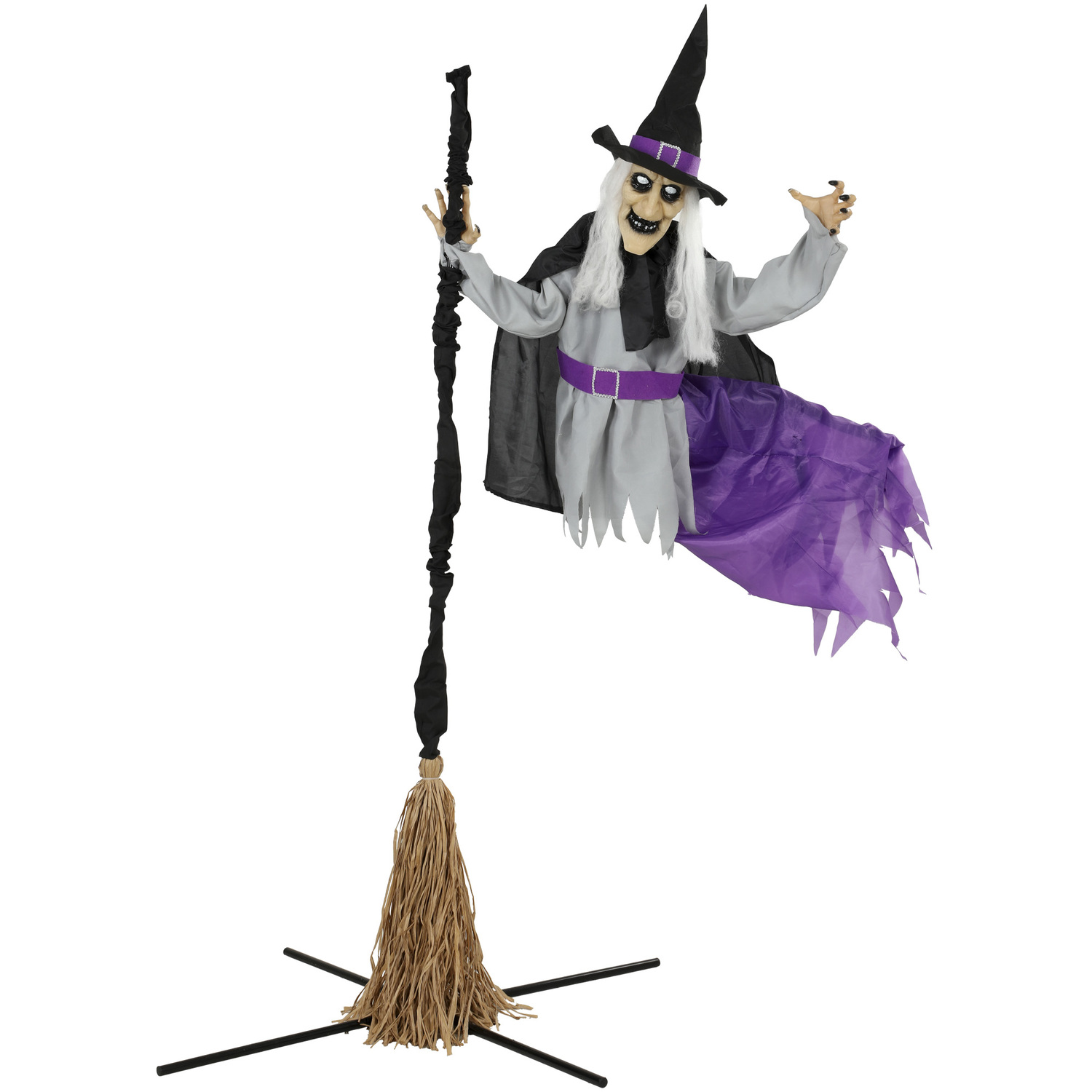 Aka Animated Flying Witch Halloween Decoration For Indoor/Outdoor Use - Black