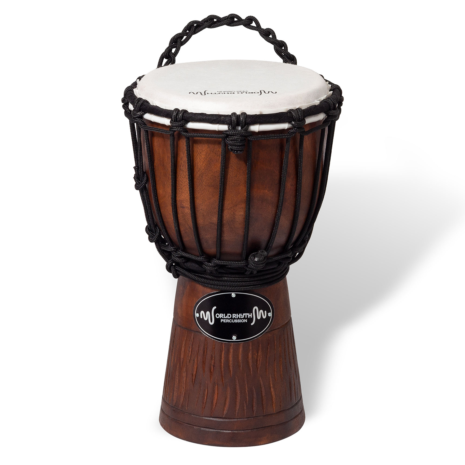 World Rhythm Djembe Drum Hand Carved Rope Tuned Synthetic Head - Neutral - Image 2