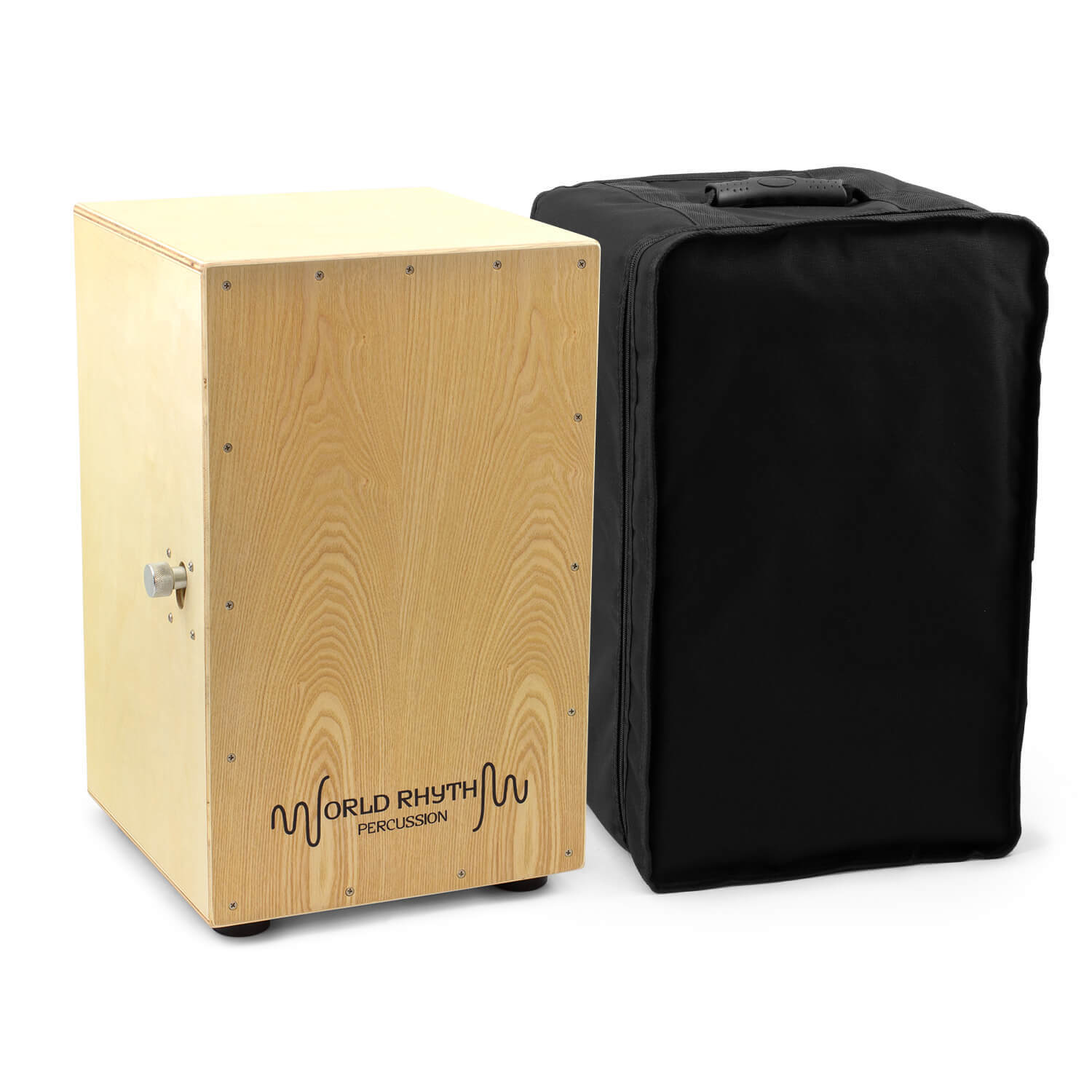 World Rhythm CAJ2-NT Cajon – Full Size Cajon Cahon Box Drum with Adjustable Snare, Padded Gig Bag and Cushion - Natural - Image 2