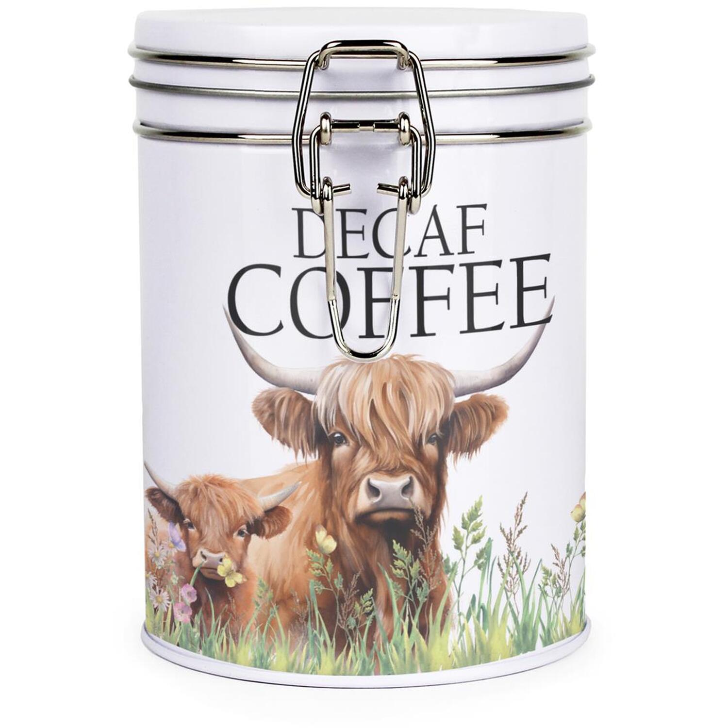 B&Q - Highland Cow & Calf Clip-Lid Kitchen Storage CanisterDecaf Coffee - Image 2