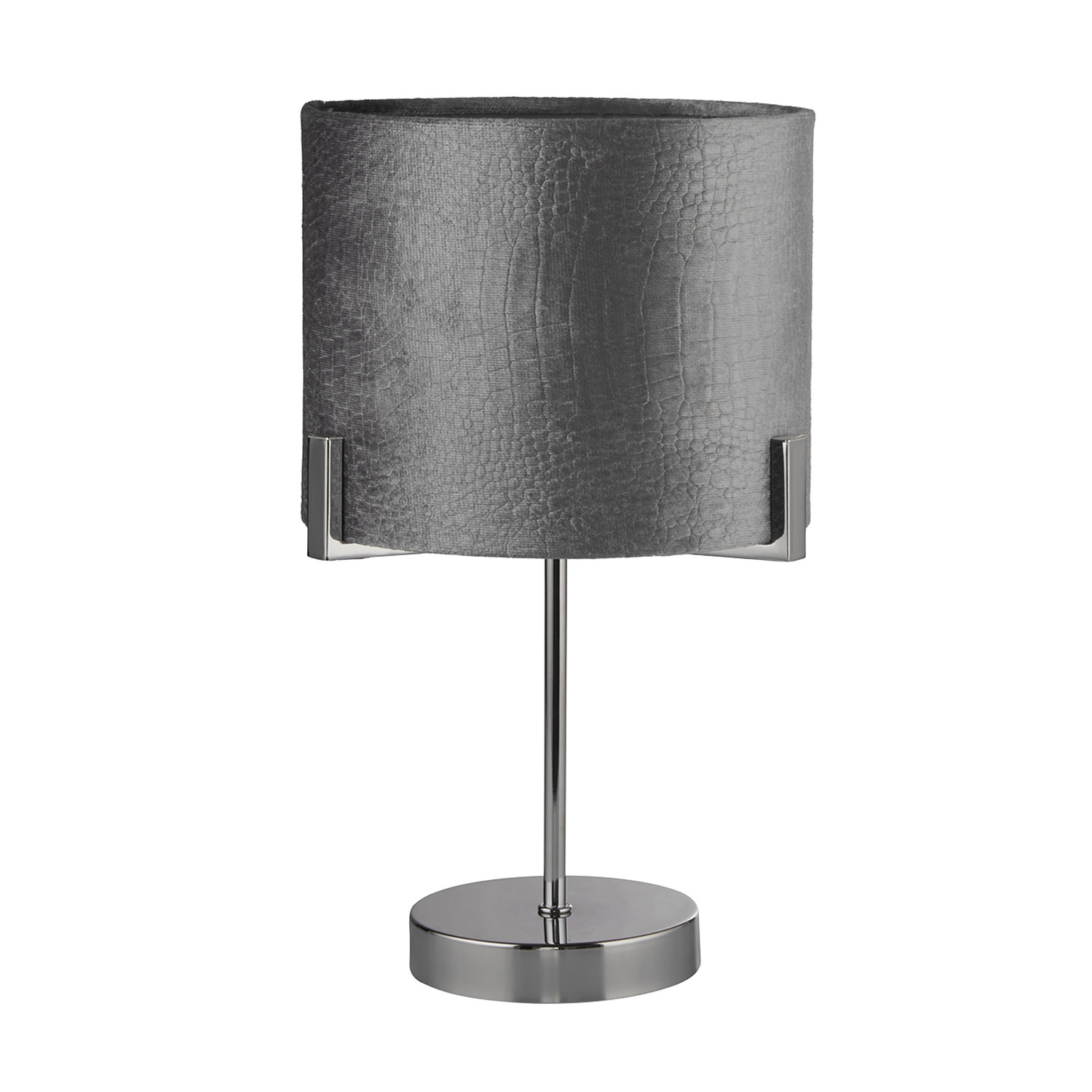 Table Lamp With Velvet Shade - Silver