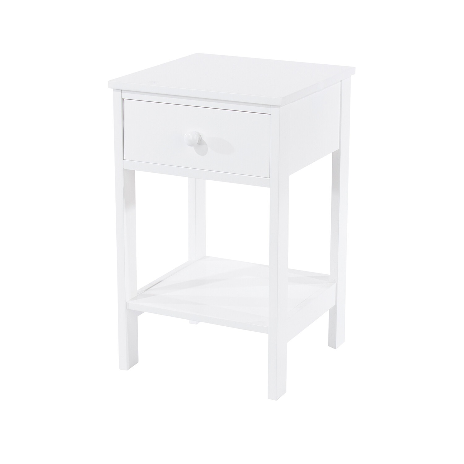 Shaker 1 Drawer Petite Bedside Cabinet - White Medium