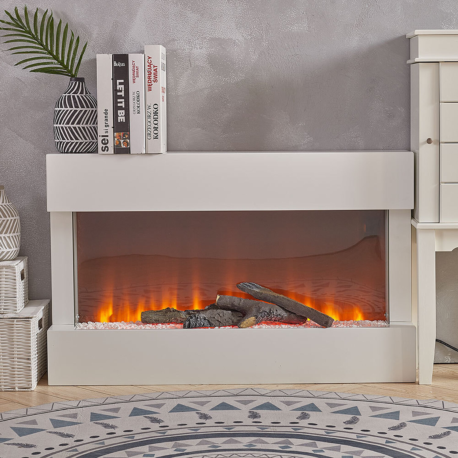 Wall Inset Mounted Electric Fireplace