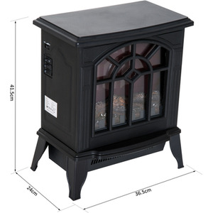 Electric Fireplace Heater Black Stove with LED Flame Effect Freestanding