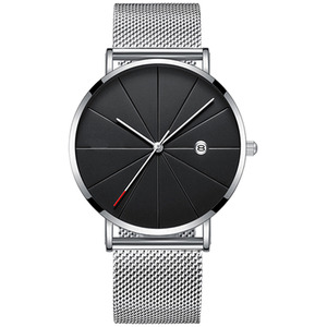 Men's Stainless Steel Quartz Watch with Calendar
