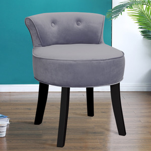 Light Grey Velvet Dressing Table Stool Make Up Paded Chairs shot 1330042
