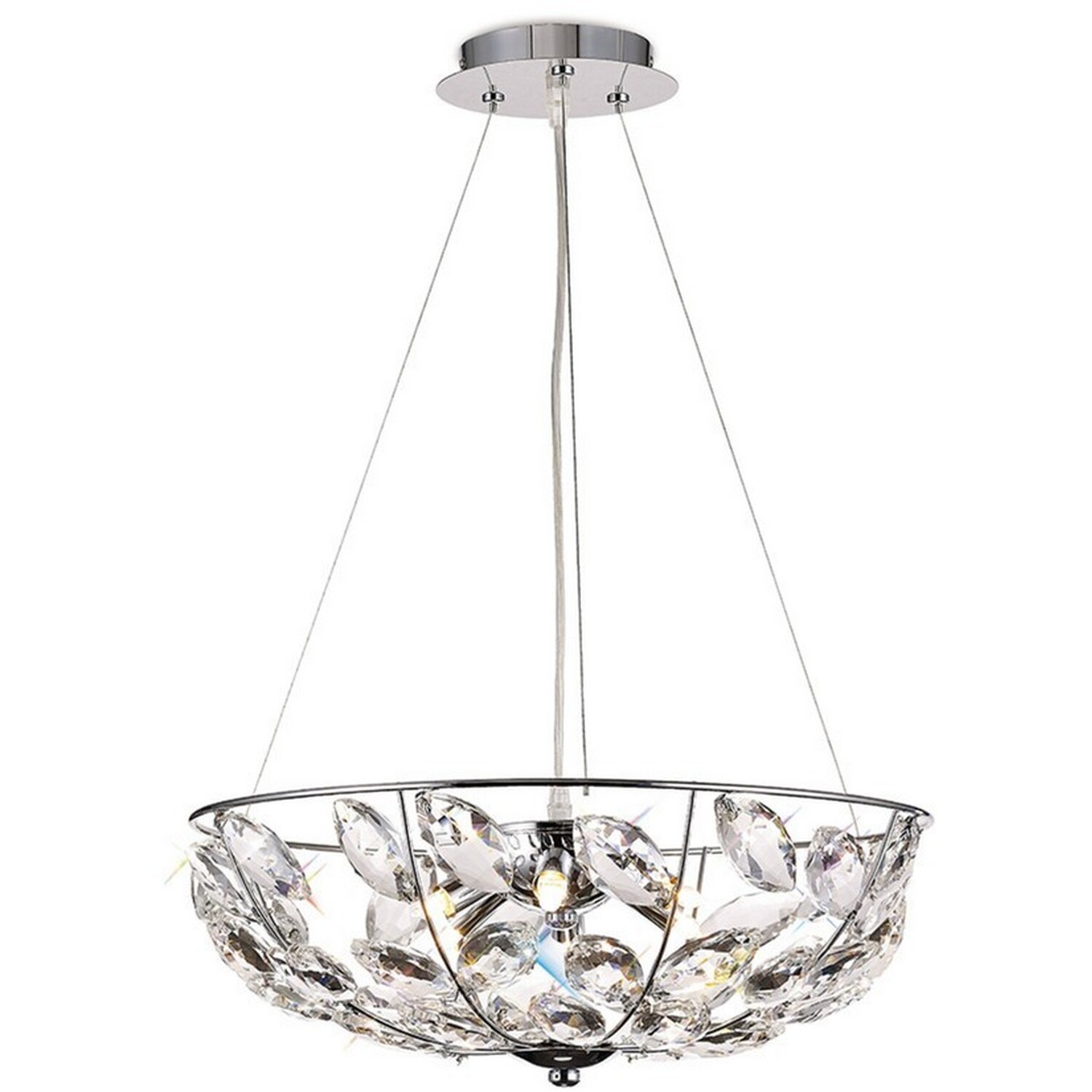 Galilea Ceiling Pendant 6 Light G9 Polished Chrome, Crystal - Polished Chrome