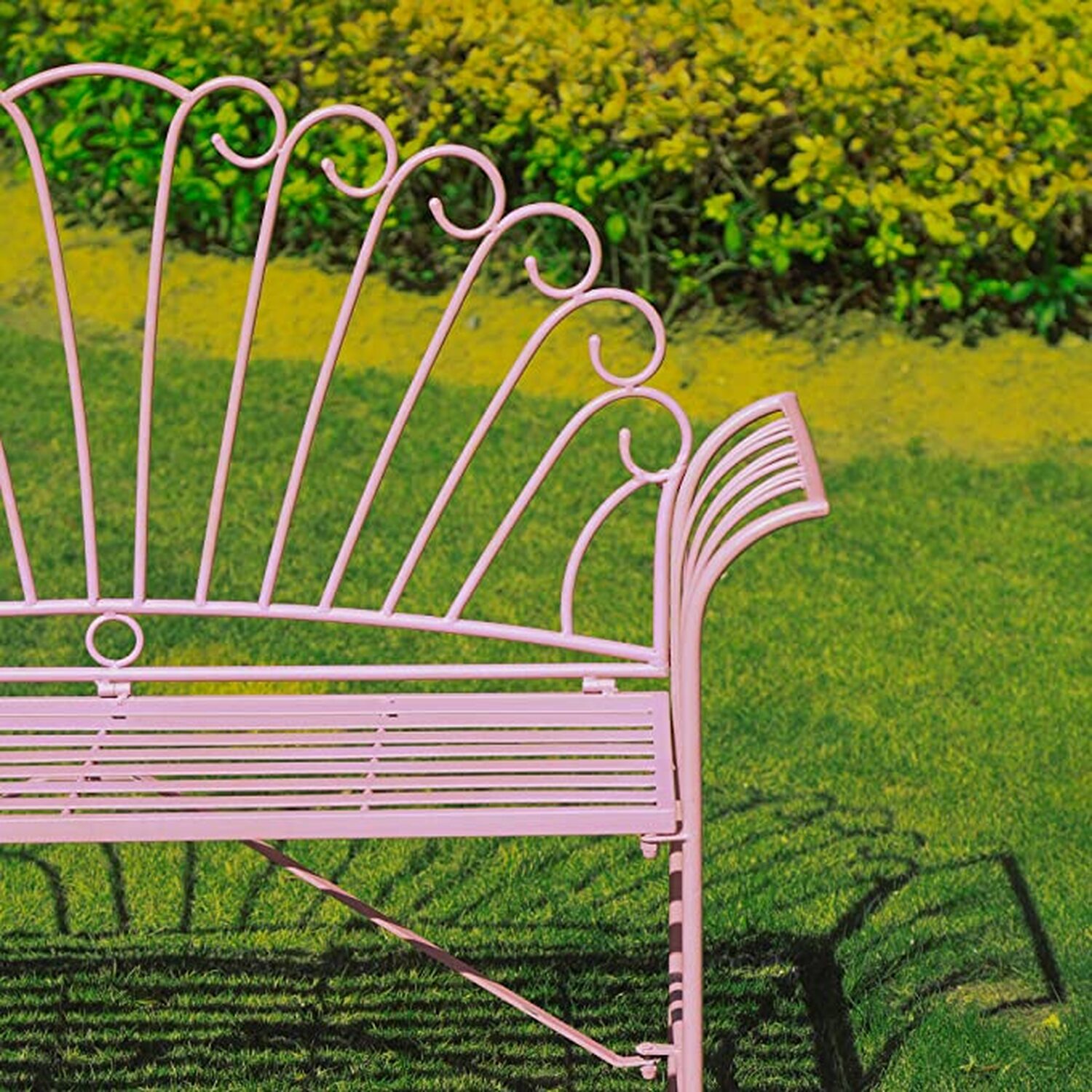Glamhaus Foldable Shabby Chic Handmade Vintage Palermo Garden Bench - Pink