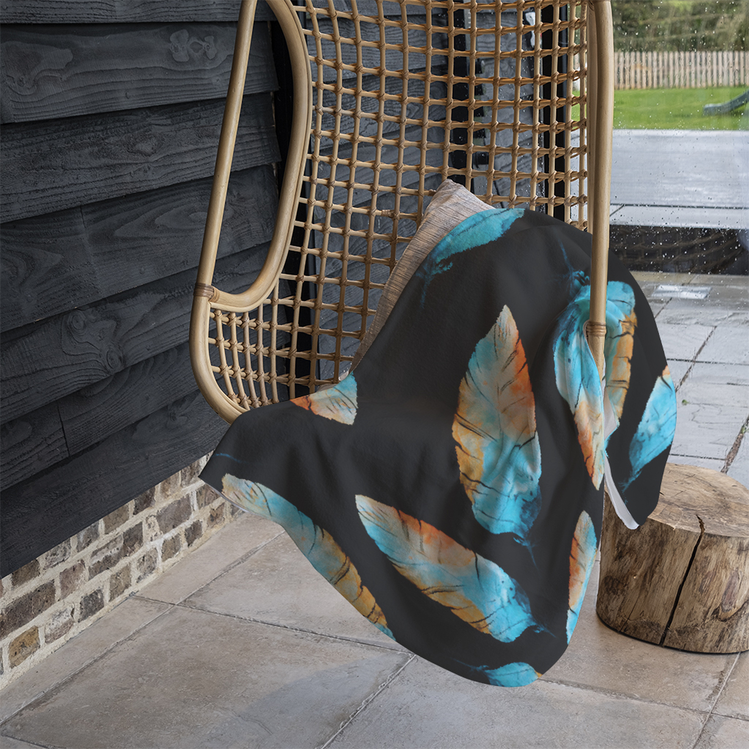 Imprints Boho Feathers Blanket - Blue