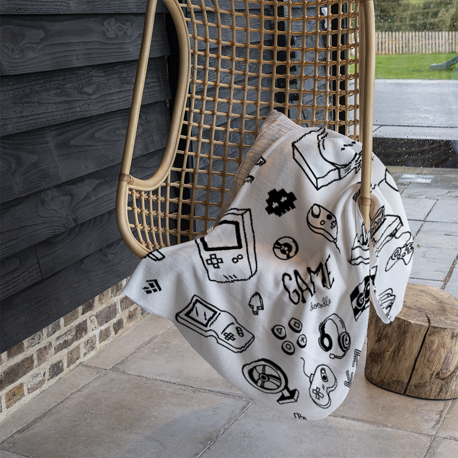 Game Doodles Blanket - Black