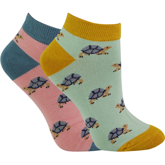 2 Pairs Cute Animal Pattern Soft Breathable Bamboo Trainer Socks