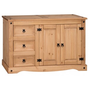 Corona 2 Door 3 Drawer Low Sideboard Solid Wood Pine Wooden