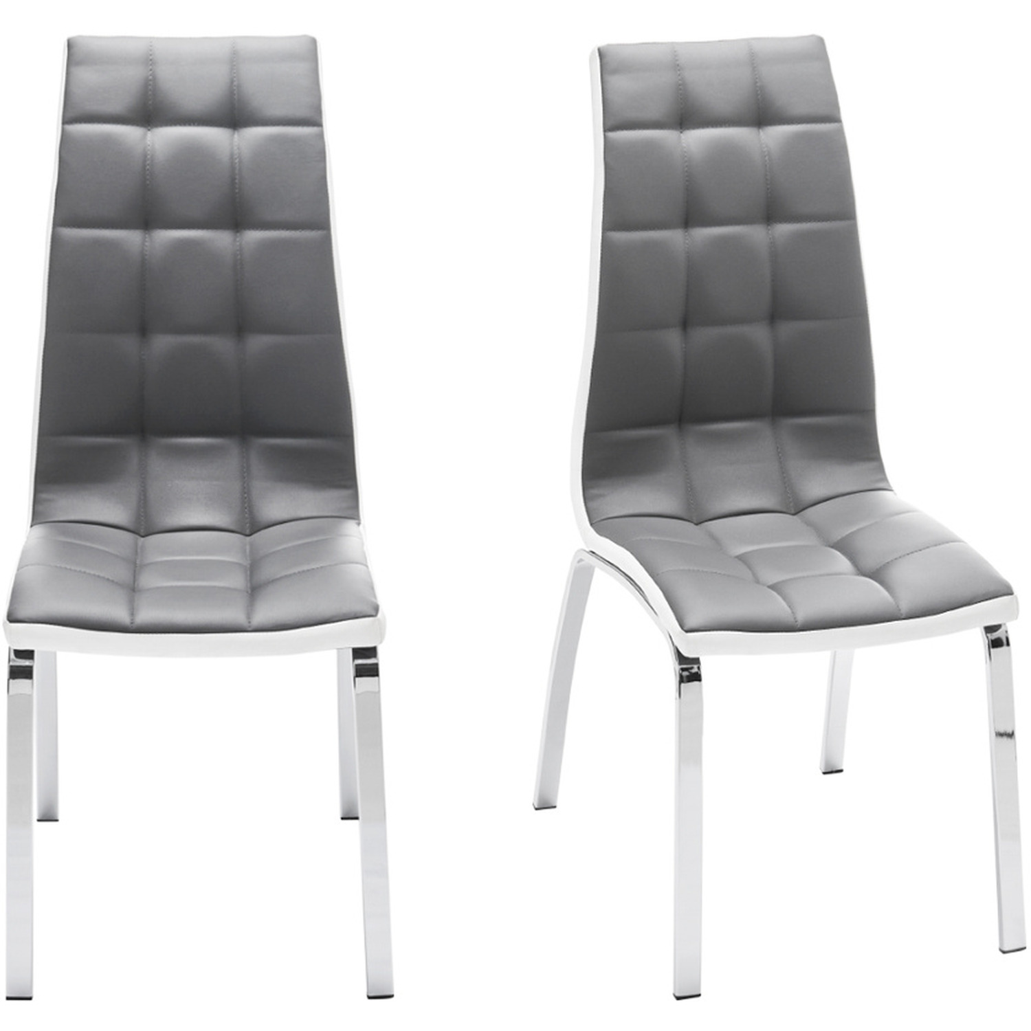 Set Of 2 Faux Leather Upholstered Dining Chairs Padded Seat With Metal Legs