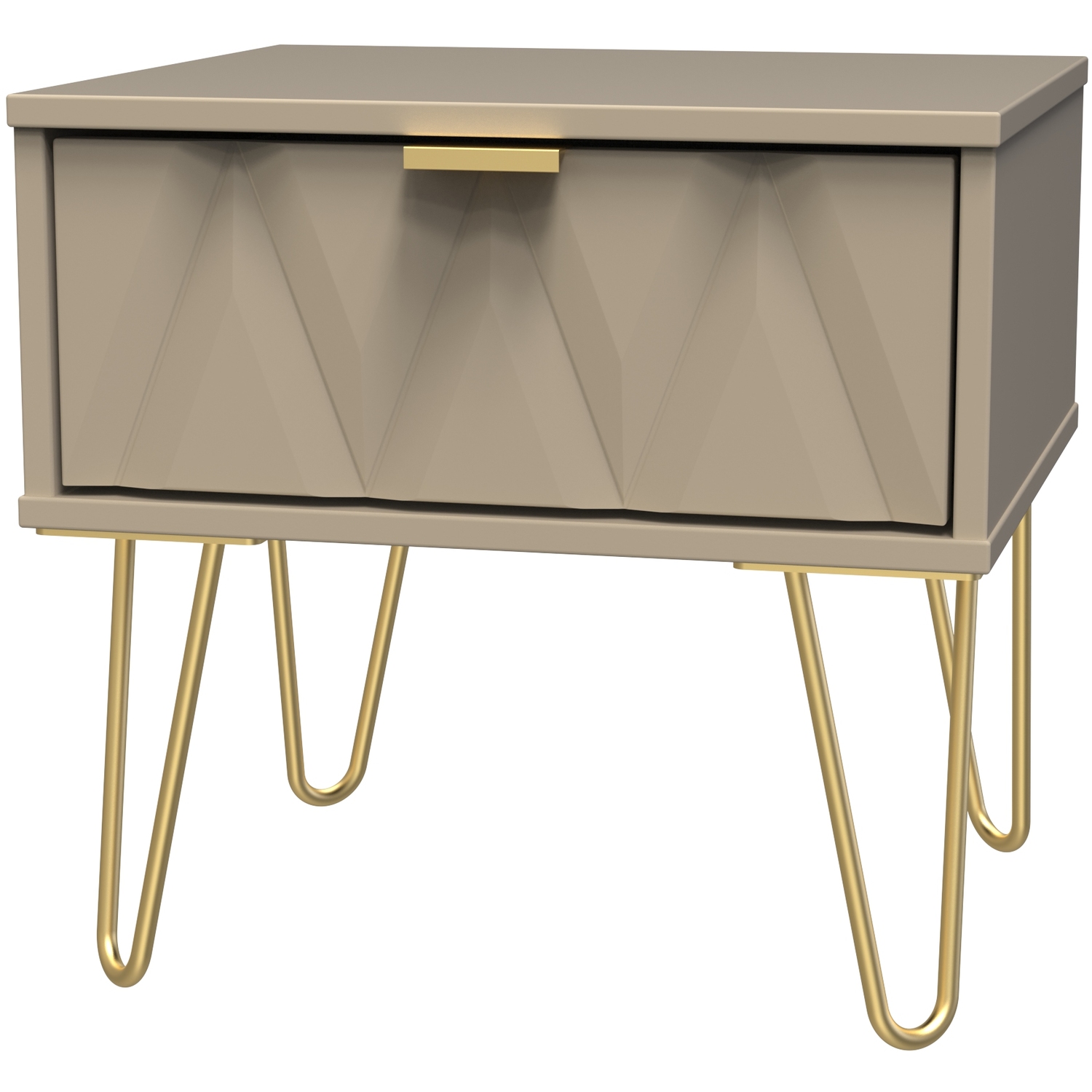 Diamond Ready Assembled 1 Drawer Bedside Cabinet With Legs - Mushroom Matt