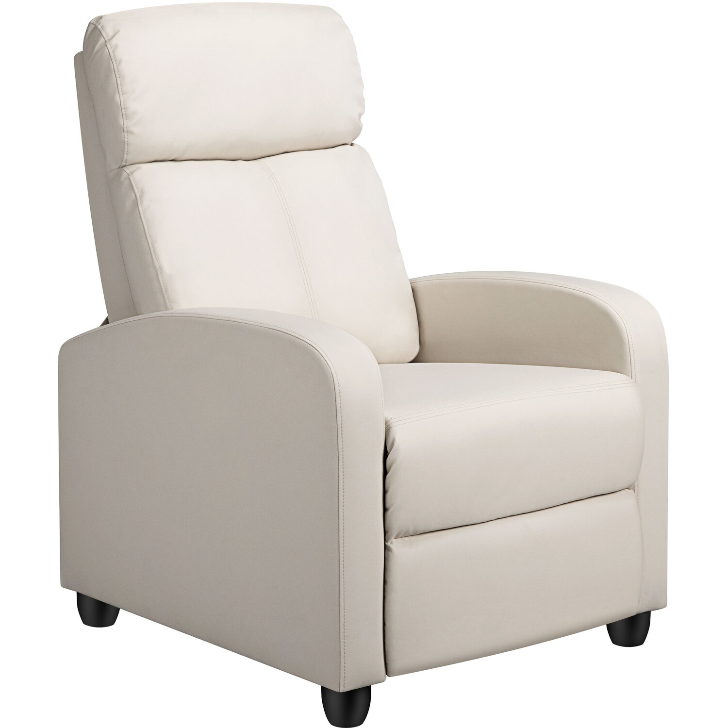 Yaheetech - Adjustable Single Recliner Chair PU Leather Sofa - Beige thumbnail