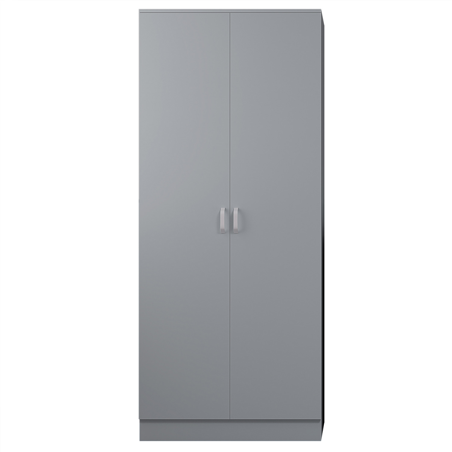 Black White Grey 2 Door Double Wardrobe Curved Metal Handles - Grey