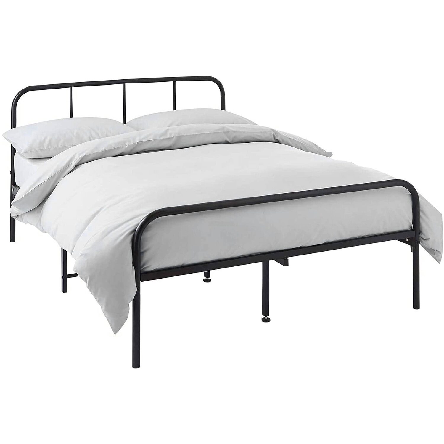 Double Bed Frame With Rounded Headboard - Black