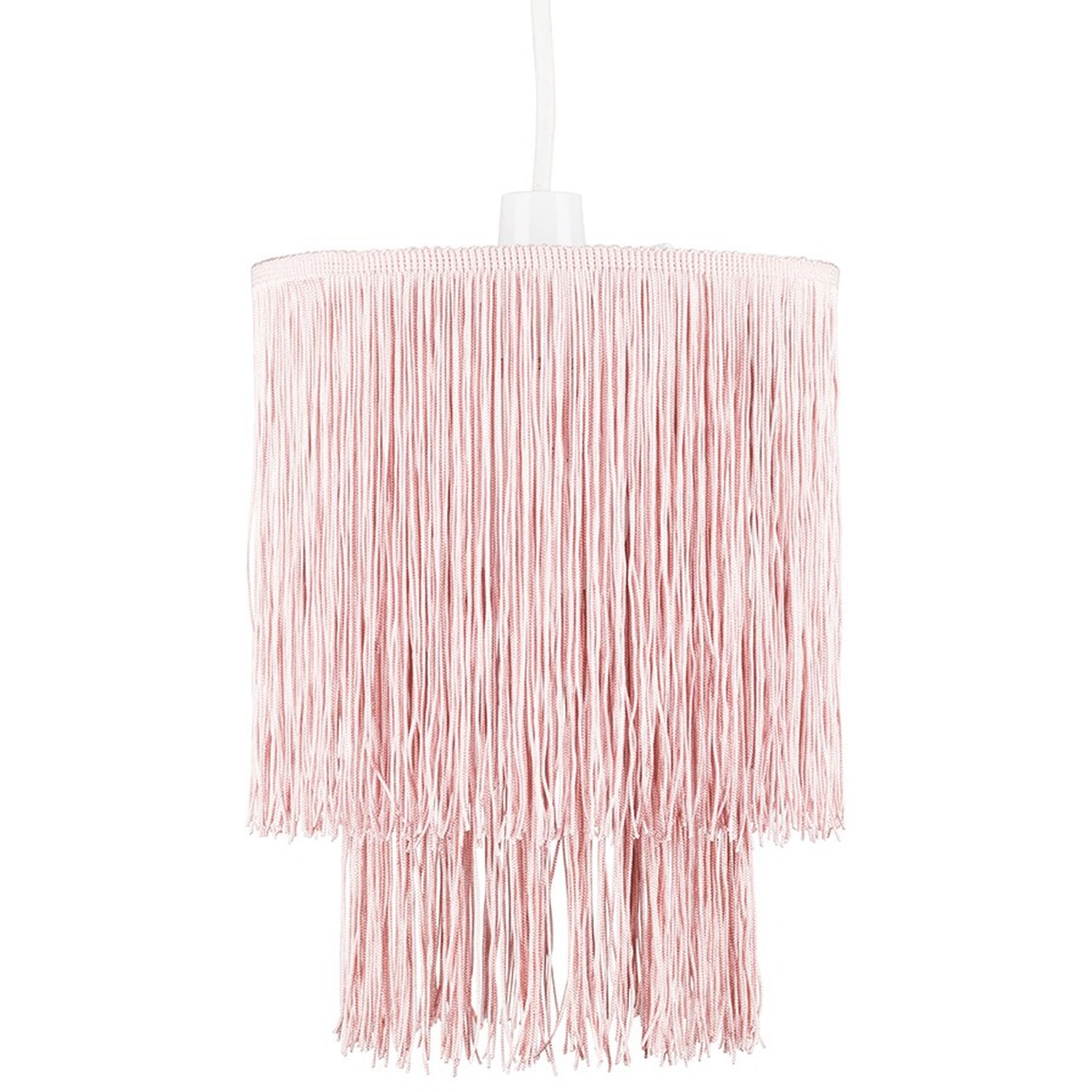 Modern 2 Tier Pink Tassel Ceiling Pendant Light Shade - Pink