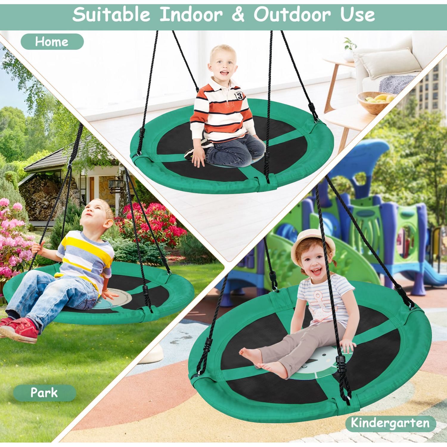 40 Inches Saucer Tree Swing - Green