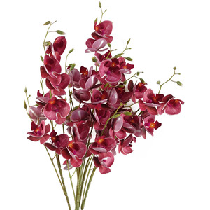 Pack of 6 x Dark Pink Artificial Mini Orchid Stem