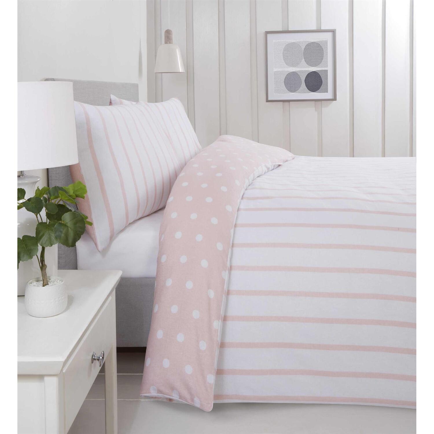 Spots Stripes Duvet Cover Set - Blush Single