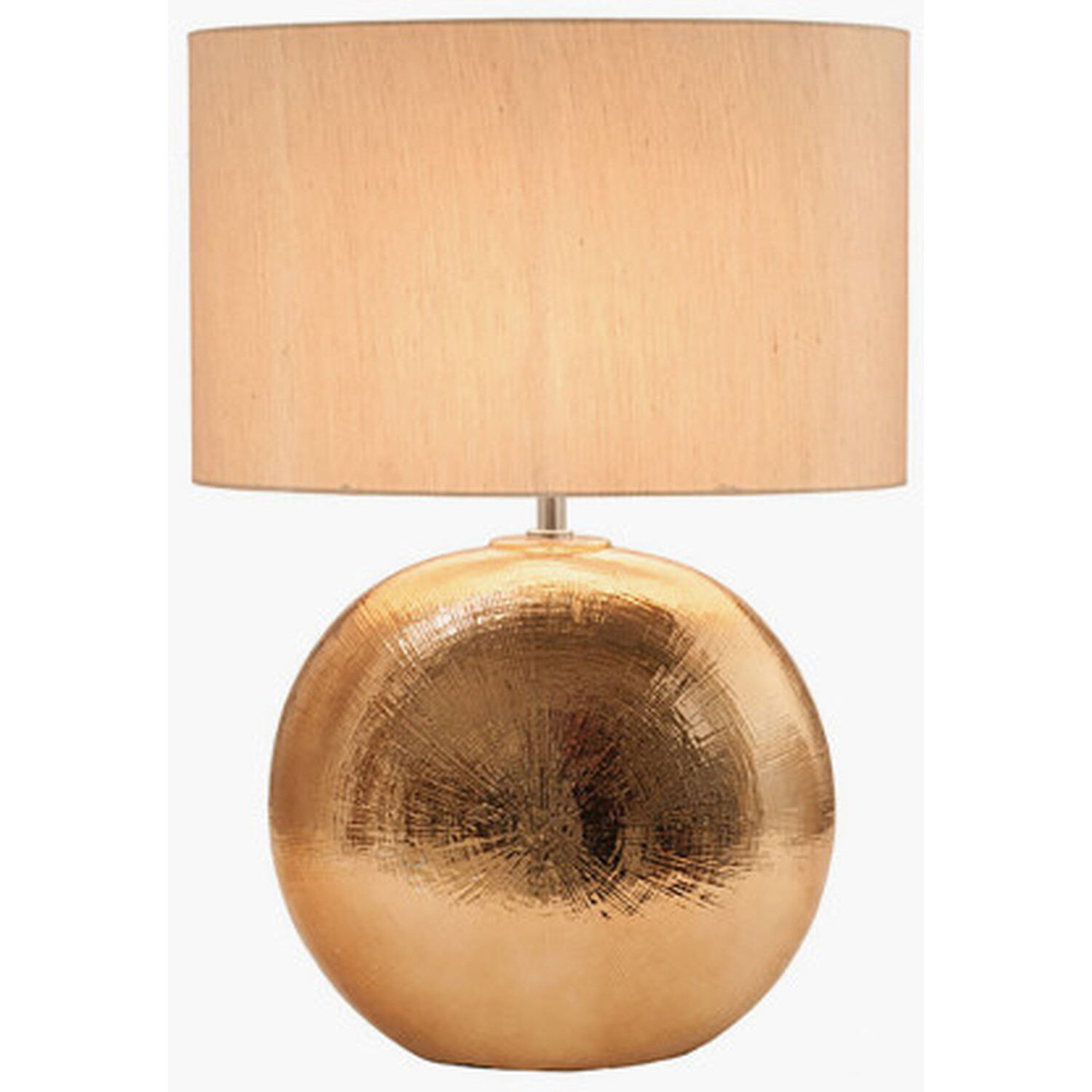 Textured Ceramic Table Lamp With Taupe Shade - Bronze