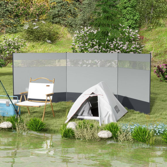 Outsunny Camping Windbreaks w Clear Windows and Carry Bag, 440 x 140cm