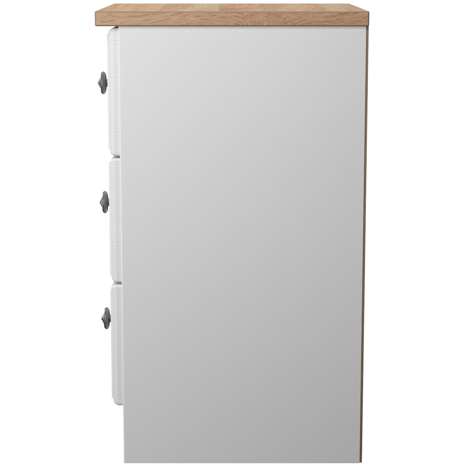 Norfolk Fully Assembled 3 Drawer Bedside Cabinet - White Ash Bardolino Oak