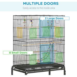 Black PawHut Bird Cage with Stand, Toy, Accessories, for Canaries Finches shot 5772799