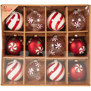Set of 12 Candy Cane Baubles