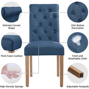 Blue Set of 2 Classic Padded High Back Dining Chair shot 6411594