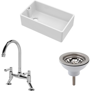 1 Bowl Belfast Sink Strainer Waste Tap Chrome 795mm