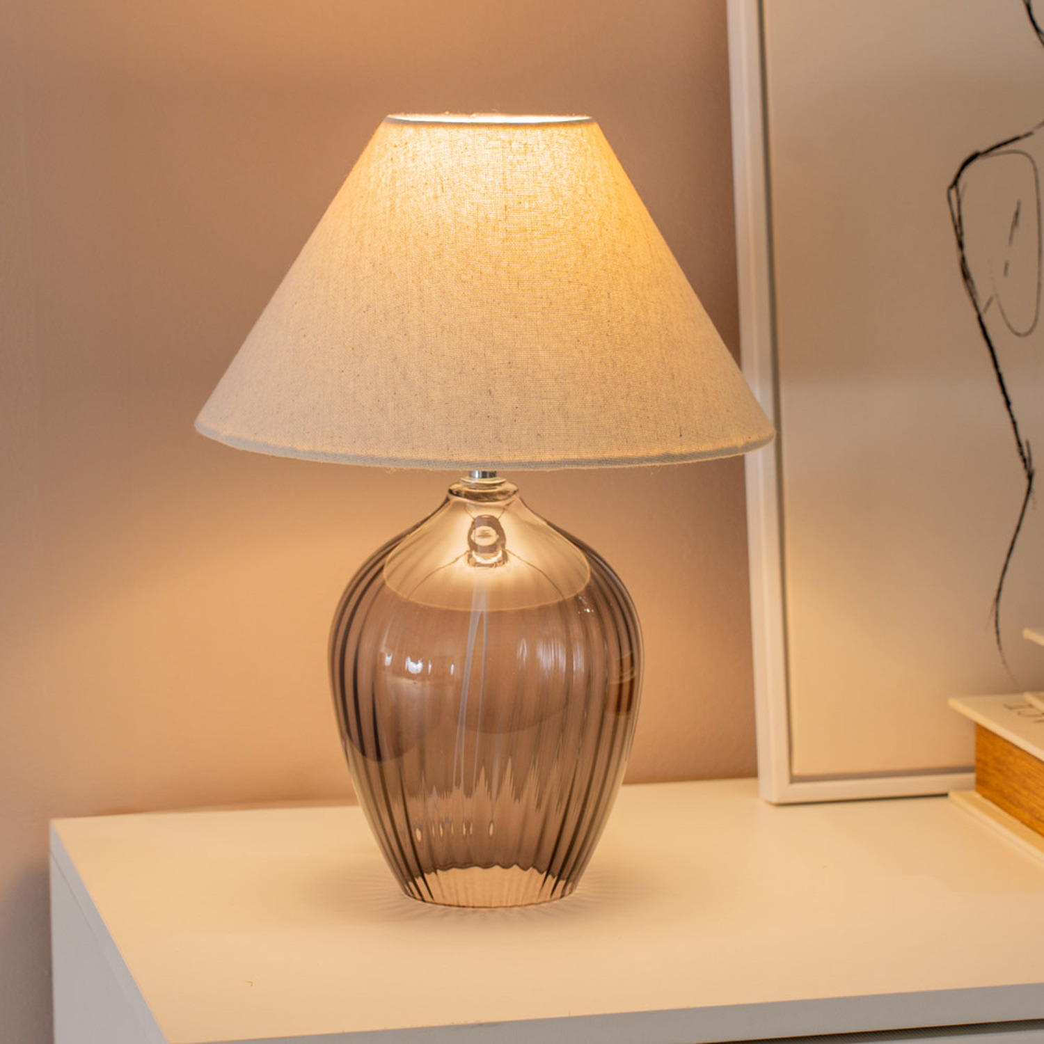 Olivet Glass Table Lamp - Grey