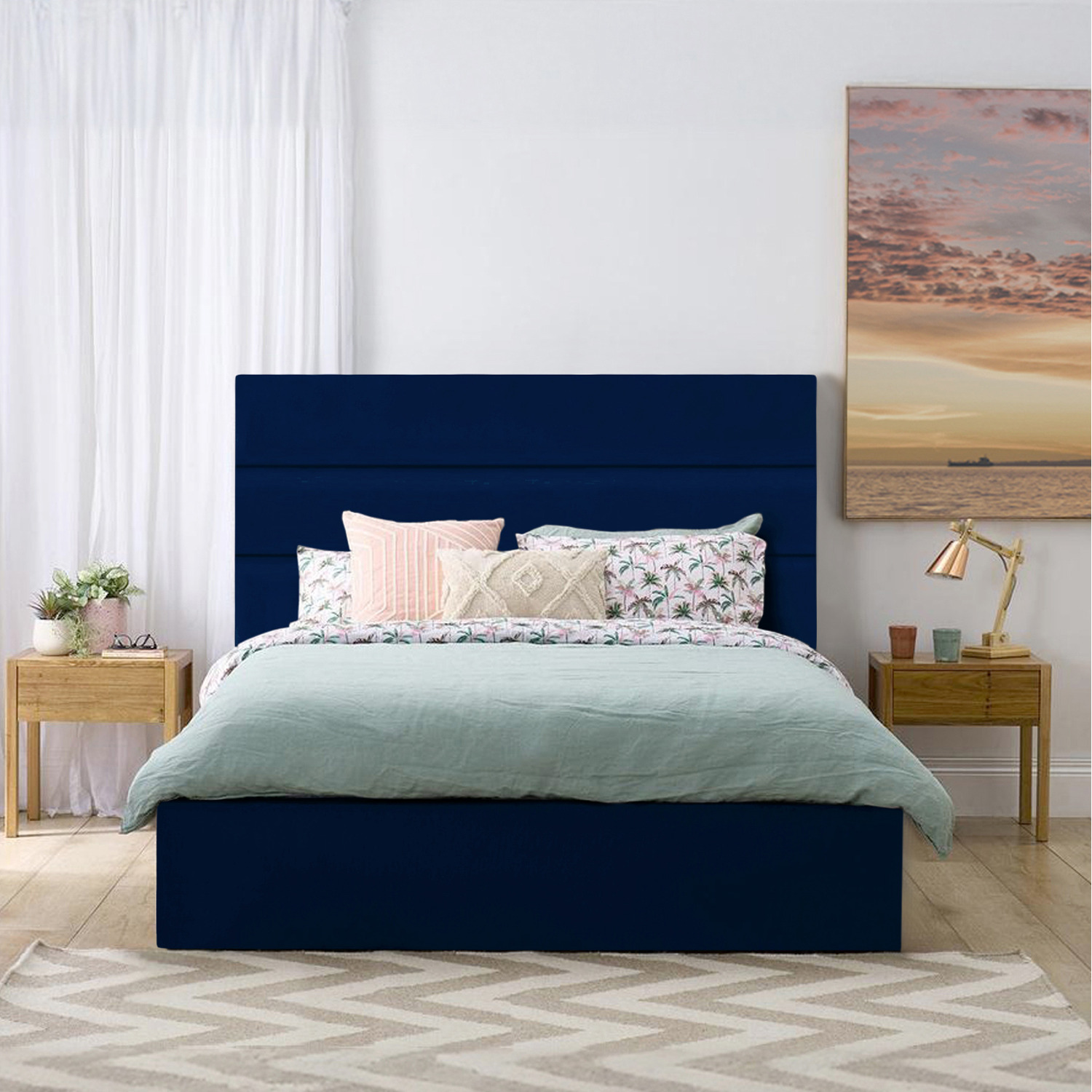 Olivia Bed Frame - Blue Double