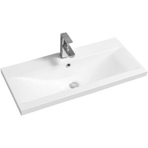Ceramic 81cm Mid-Edge Inset Basin with Dipped Bowl