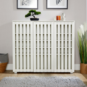 White Halden Shoe Storage 3 Door Slatted Front Cabinet Unit  shot 7647928