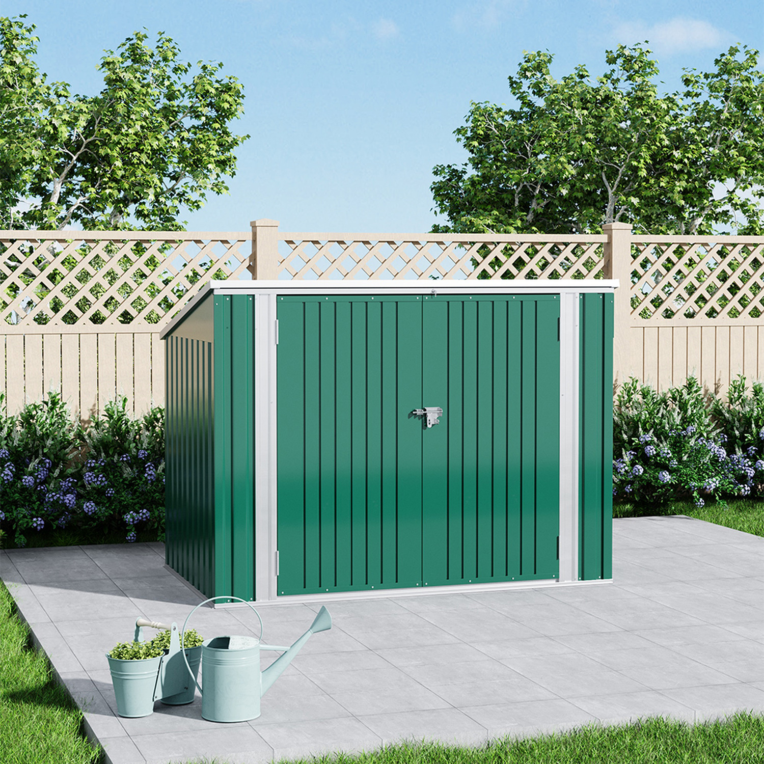 Lifeideas 5.8 x 3.4 FT Metal Garden Storage Shed with Hinged Lid - Green