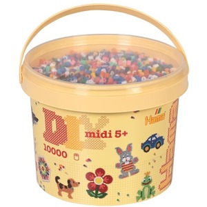 10000 Midi Hama Beads with 2 Coloured Peg Boards Bucket