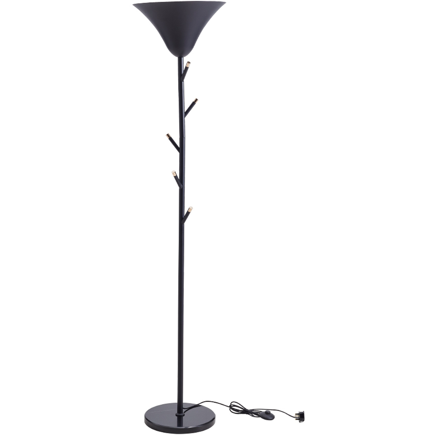 Lifeideas Metal Floor Lamp With Coat Rack - Black