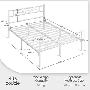 White / Double Metal Bed Frame with Cloud Design shot 7824526