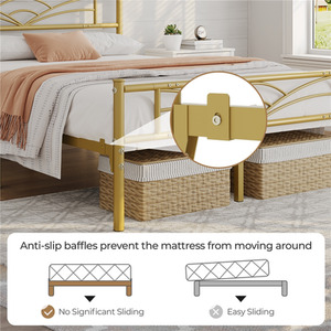 Antique Gold / Double Metal Bed Frame with Cloud Design shot 7824731