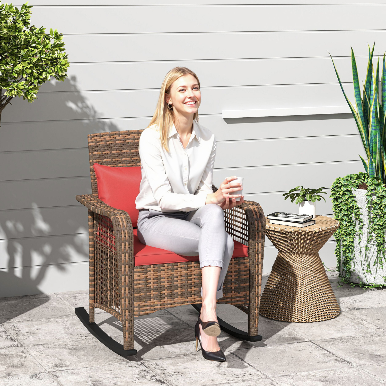 Rattan Spring Rocking Chairs Outsunny Rattan Garden Rocking Chair