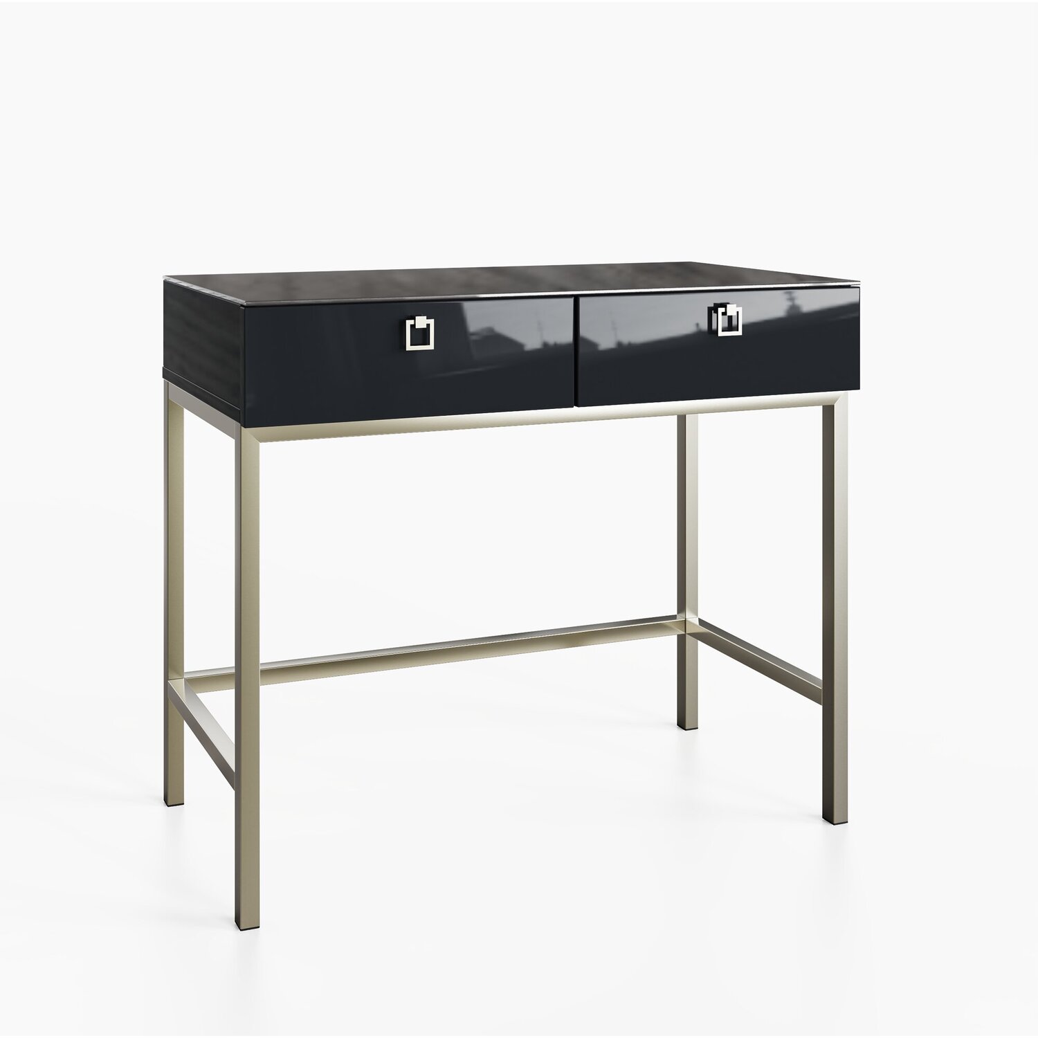 Lyra Console Table - Black Glassmetalmdf