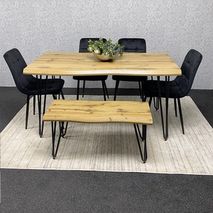 black / 117cm Dining Table With Bench and Velvet Chairs shot 8160535