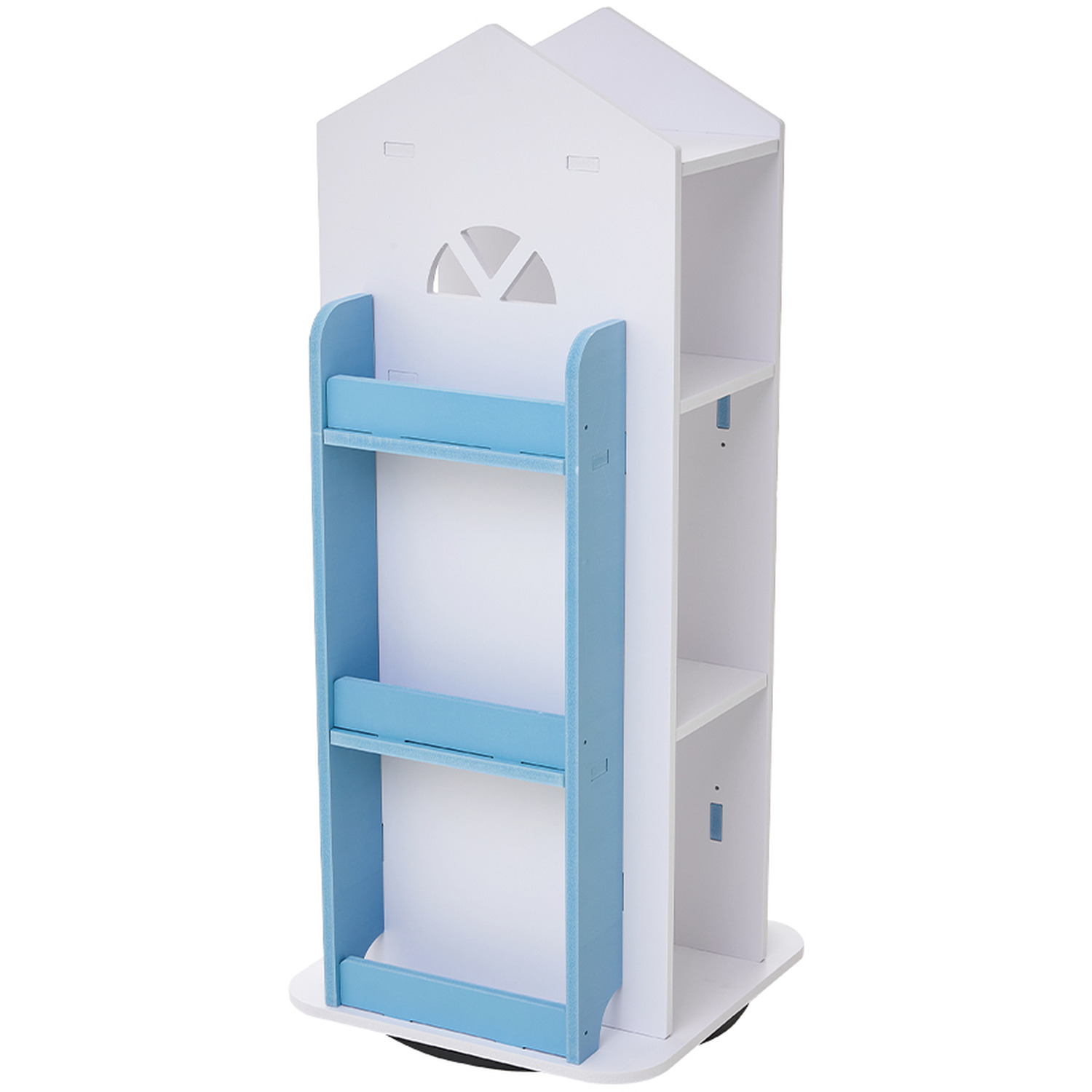 4-tier Compact Swivel Bookcase Rotating Storage Shelf For Kids - White Blue
