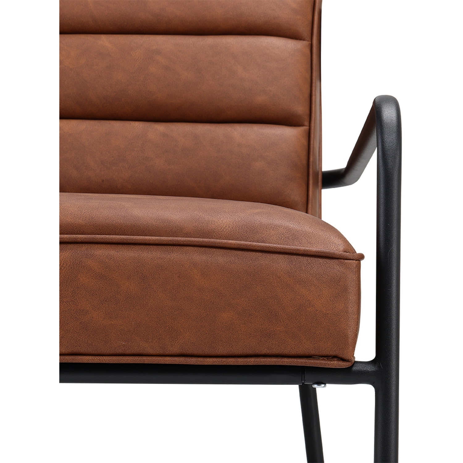 Leisure Soft Faux Leather Armchair With Metal Frame - Brown